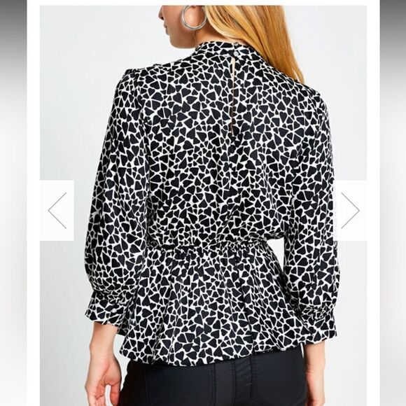 ASOS River Island 3/4 Length Long Sleeves Hearts Peplum Blouse - Picture 2 of 16